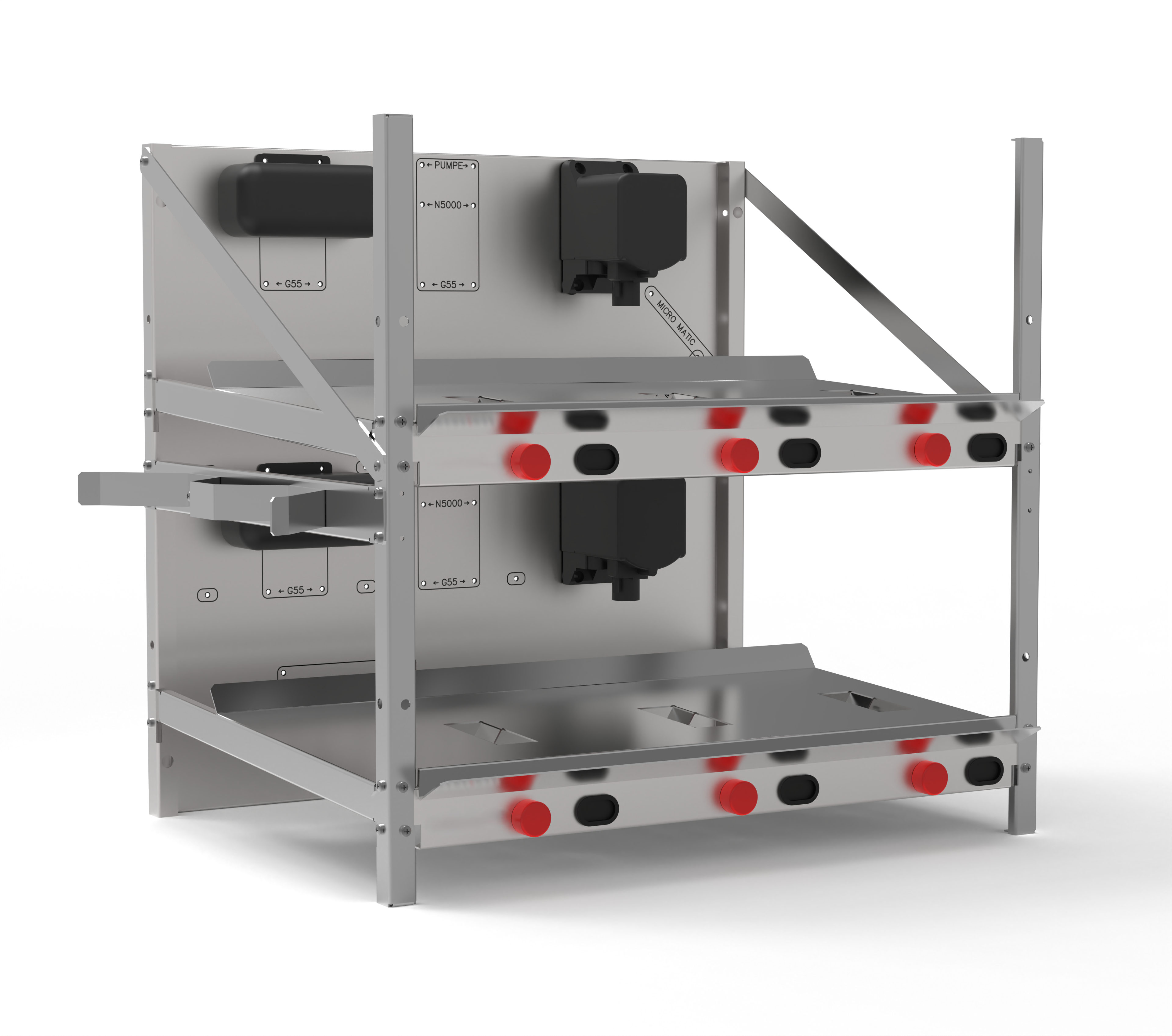 Modulares Blechregal für Postmix-Systeme